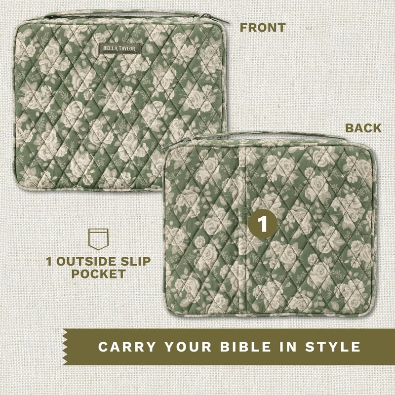 Bella Taylor Quilted Bible Cover for Women - Large Study