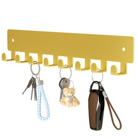 pickpiff Gold Key Holder for Wall Adhesive, Key Hooks with 8 Hooks Wall Mounted, Key Hangers No Drill for Living Room, Kitchen, Office