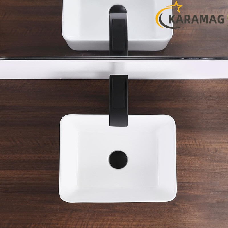 White Vessel Sink Rectangle 16"x12" Bathroom Sink Rectangular Modern Above
