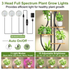 Plant Stand Indoor with Grow Lights, 7 Tier Tall Metal Plant Shelf for Multiple Plants, 55″ Lighted Plants Shelves Corner Flower Holder, Vase Shape Plant Display Rack for Home Living Room Patio