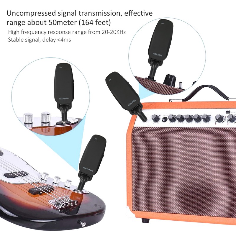 Wireless Guitar System Transmitter Receiver Electronic Bass Pickup Amplifier Accessories