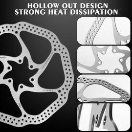 BUCKLOS 140mm 160mm 180mm 203mm MTB Disc Brake Rotor with 6 Bolts, Bicycle Brakes Stainless Steel Rotors M5 Screws, Opposite Hole Distance 44mm, fit Mountain Road Bikes MTB BMX