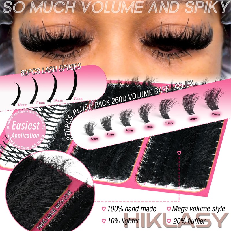 260D Anime Lash Clusters with spikes