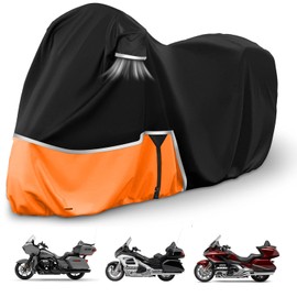 Dototow Heavy Duty Waterproof Motorcycle Cover, All-Weather Protection for Harley Uitra Limited, Road Glide Limited, Honda Goldwing, Kawasaki Vulcan Voyager Vaquero, Suzuki Boulevard