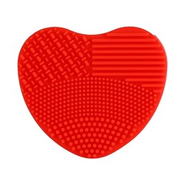 Makeup Brush Cleansing Brush Cleaner,Soft Silicone Washing Scrubber,Heart shaped Scrub for Cosmetic Makeup Brush Cleaning Mat Red