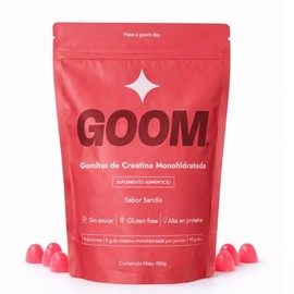 Gomitas de Creatina Monohidratada GOOM - 5.1g por porción, 30 Porciones, Para Hombres y Mujeres,Sin Azúcar, Alto en Proteína, 90 Gomitas Sabor Sandía