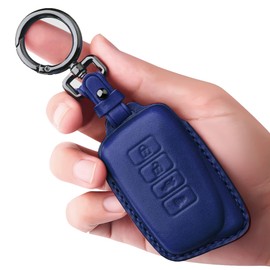 Tukellen for Lexus Leather Key Fob Cover with Keychain Compatible with Lexus RX ES GS LS NX RS GX LX RC LC Smart Key-Blue