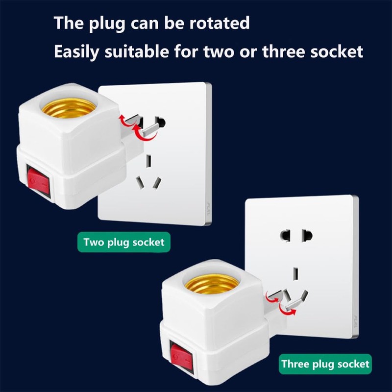 E26/E27 Socket Extension Adapter with Switch,Plug-in Light Socket,Convert Outlet to