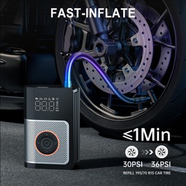 Tire Inflator Portable Air Compressor, 160 PSI Portable Tire Inflator for Car, Car Tire Air Pump Portable with Tire Pressure Gauge, Portable Air Compressor for Car Tires, Motorcycle, Bicycle and More