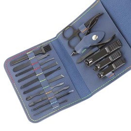 Zangzhixiong Professional Nail Care Kit, 16-Piece Manicure and Pedicure Set with Travel Case, Pink (Blue)