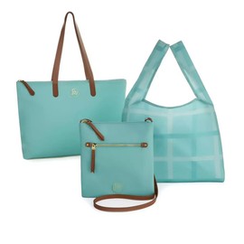 JOY Luxe Genuine Leather Handbag, Chic Crossbody with Shopper Tote, Aqua