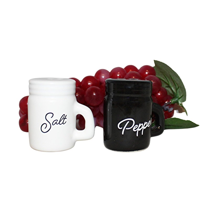Mason Jar Salt and Pepper Shaker Set – 2oz Ceramic,