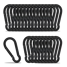 KINLINK 25 Pack Black Steel Carabiner Clip, 2.36 inch Heavy Duty Spring Snap Hook, Small Caribeener Clips for Outdoor Camping, Swing Set, Hammock, Hiking Travel, Fishing, Quick Link Keychain