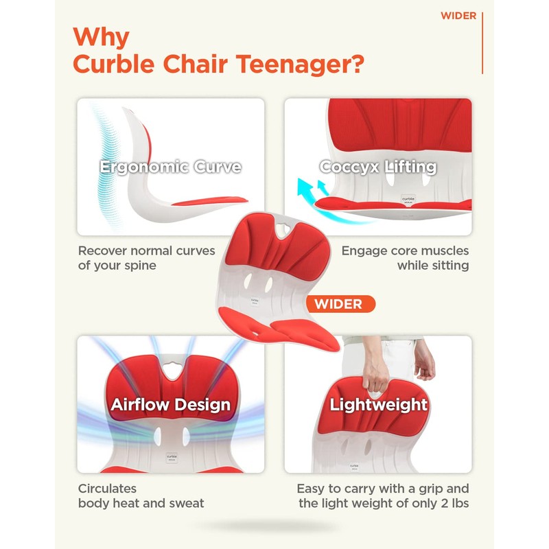 curble Chair Teenager Ergonomic Lower Back Chair Support, Lumbar Support