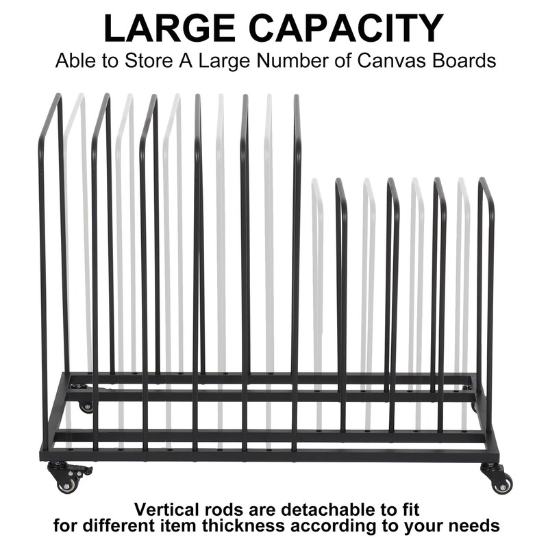 tonchean Art Canvas Storage Rack with Wheels, Metal Painting Storage
