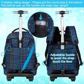 HPJGD 3PCS Soccer Rolling Backpack for Boys, Kids School Backpacks with Wheels, Water Resistant Roller Wheeled Bookbag Set with Lunch Box