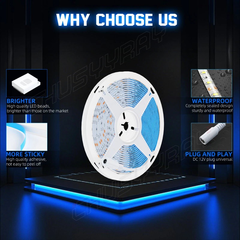 CHUSYYRAY 16ft 300 LED Marine Light Strip IP65 Waterproof for