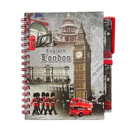 SAJAK A6 Notebooks with Pens Small Wirebound London Souvenir Notepads, Mini Ruled Journals, Pocket Spiral Notebooks for College Work School Office Stationery Supplies British Decoration Gift Pack of 6