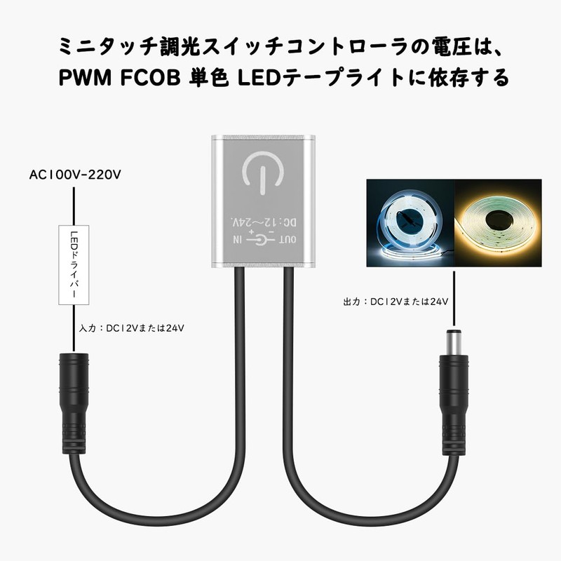 BTF-LIGHTING Single Color LED Controller Mini Touch Dimmer Controller 10%-100%