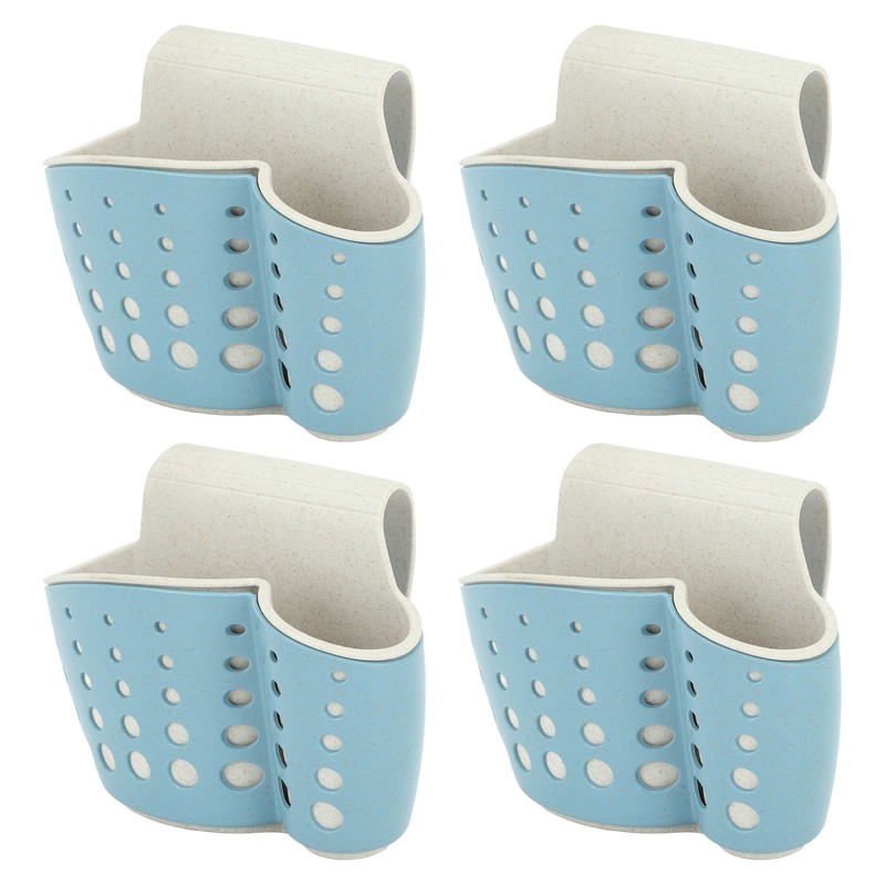 4Pcs Sink Sponge Holder PP 2 Layer Adjustable Strap Soap