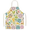 Linen Children's Cooking Apron Cute Elephants, Owl