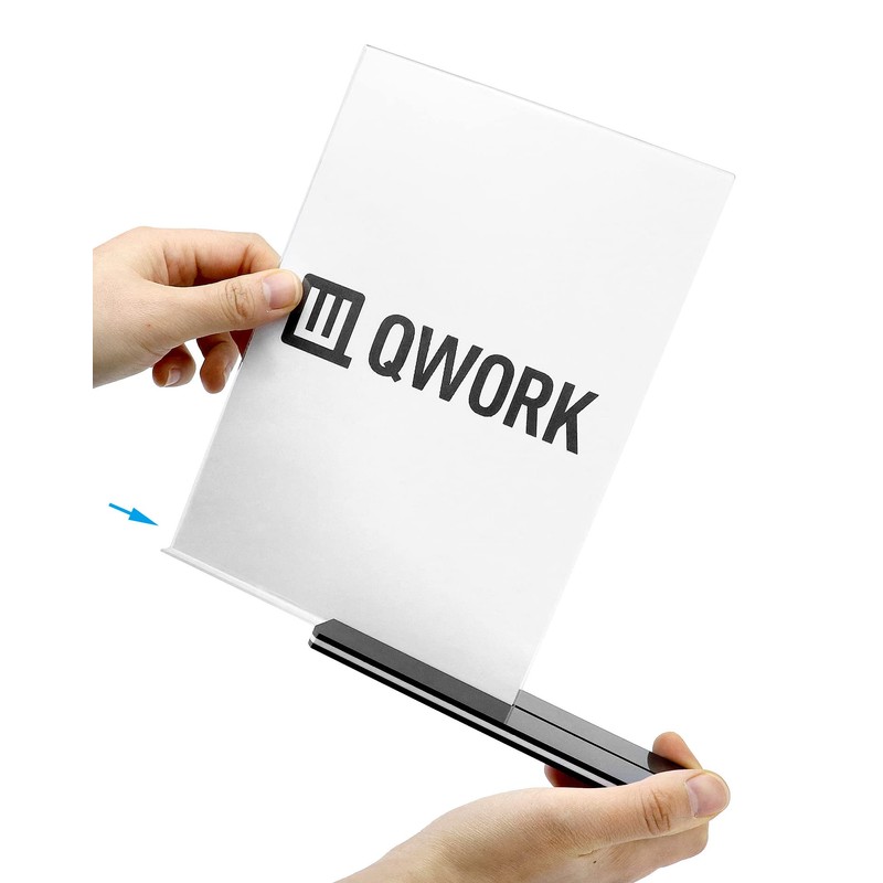 QWORK® Pack of 6 A5 Acrylic Table Stands with Solid