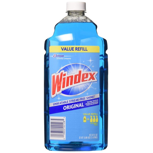 Windex Glass and Window Cleaner Refill, Original Blue, 67.6 OZ