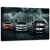 ZHIYYHAO Black and White Muscle Car Canvas Wall Decor Framed