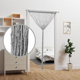 Ateasierlife Door String Curtain Doorway Beads Curtains,Hanging Room Divider Beaded Decor Hippie Glitter Fringe Panel Closet Window Wall Backdrop Doors Sequin Sheer Boho Doors Tassel (Grey)