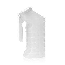 Dealmed Male Urinal with Attached Cover – Portable Urinals for Men with Translucent Receptacle, Shields Odors and Avoids Spills, 1 Ounce Increments Up to 1000 cc