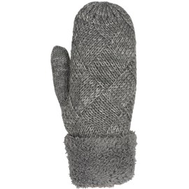 styleBREAKER 09010031 Women's Warm Winter Knitted Mittens, Gloves with Diamond Pattern, Thermal Fleece, Knitted Gloves, gray