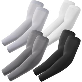 fuinloth Gaming Arm Sleeves, Arm Warmers Arm Protectors for Women/Men, Volleyball Basketball Sports Sleeves, 4 pairs - black + dark grey + light grey + white, Unit size