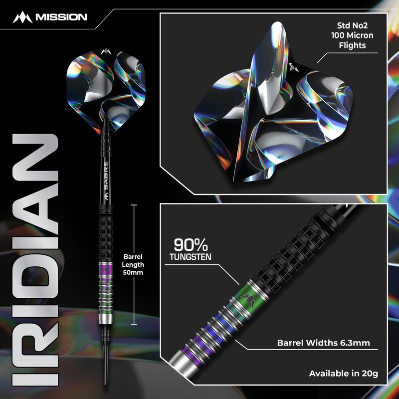 Mission Iridian Black Coral PVD 90% Soft Darts