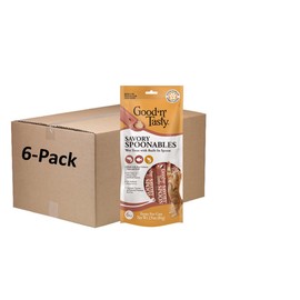 Good ‘n’ Tasty Savory Spoonables with Real Salmon, Tuna & Krill, 6 Count Tube, Triple Flavor Squeezable Lickable Wet Treats for Cats with Built-in Spoon for Less Mess, 6 Pack