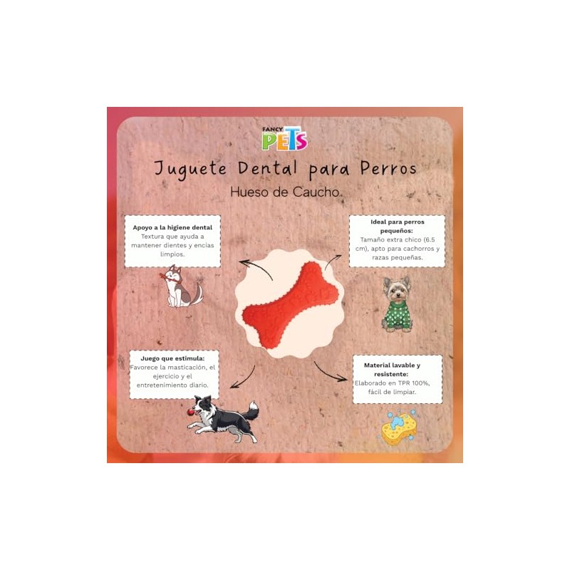 Fancy Pets Juguete Mordedera de Hueso de Caucho con Huellas