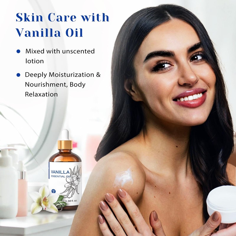 HIQILI Vanilla Essential Oil, Undiluted Natural Strong Fragrance Add in