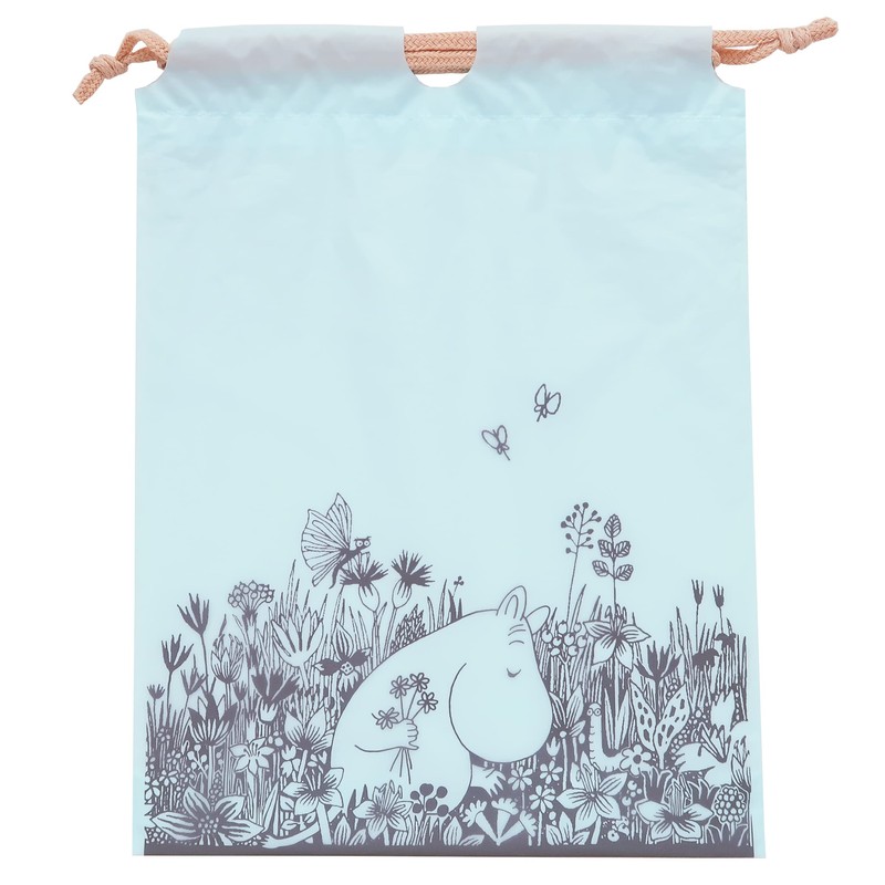 Indigo MOOMIN MV242 Moomin Wrapping Plastic Bag, S, Drawstring Flower