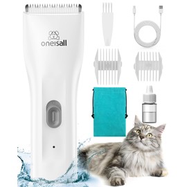 oneisall Cat Clippers for Matted Hair, Quiet Cat Grooming kit, Cordless Pet Shaver for Long Hair, Waterproof Pet Hair Trimmer Clippers(White)