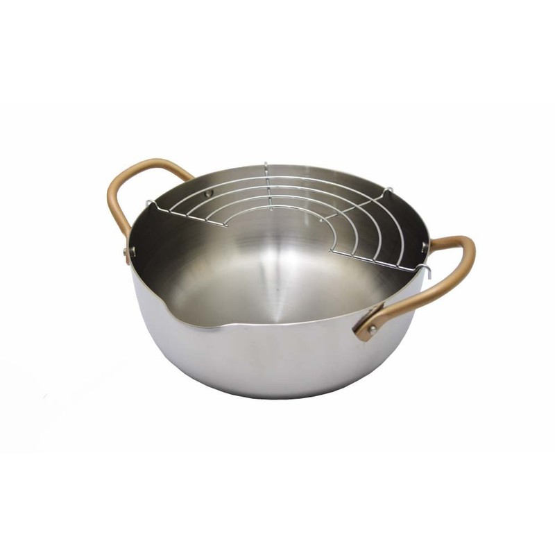 IH Compatible Stainless Steel Tempura Pot "Mirikyu" 7.9 inches (20