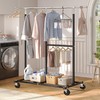 Raybee Heavy Duty Clothes Rack, Adjustable Clothing Rack with Wheels,