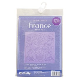 TULIP Hand-sewn Flower Dish Towel Kit SASHIKO WORLD Purple France Cradle of Happiness KSW-019