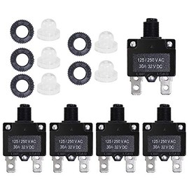 Fuzbaxy Fuzbaxy 5PCS 30Amp Circuit Breakers with Manual Reset 32VDC,AC125-250V with Quick Connect Terminals