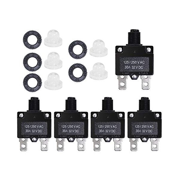 Fuzbaxy Fuzbaxy 5PCS 30Amp Circuit Breakers with Manual Reset 32VDC,AC125-250V