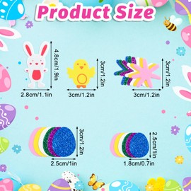 NEBURORA 200 Pcs Easter Foam Stickers Colorful Animal Shape Bunny Egg Chick Flower Self-Adhesive Glitter Puffy Stickers for Happy Easter Day Spring Party DIY Crafts Scrapbooking Home Decoration