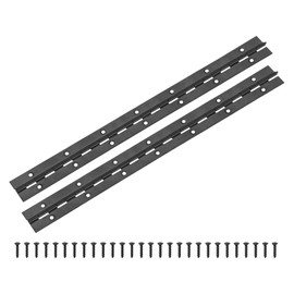 M METERXITY 2-Pack Piano Hinges, 14 Inch / 350mm 304 Stainless Steel Continuous Piano Hinge with Holes and Screws for Cabinets Door/Storage Box [1.2X 0.04/ 30x 1mm Open Width Thick, Black]