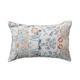 Creative Co-Op Floral Cotton Lumbar Pillow, Multicolor