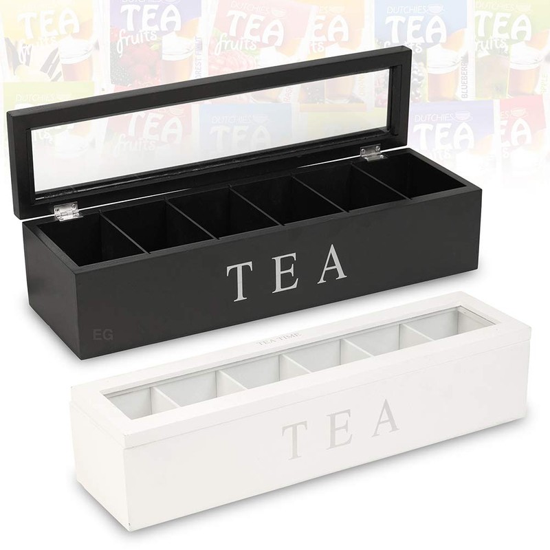 Wooden Tea Box Storage Organiser, Tea Bag Holder for Various