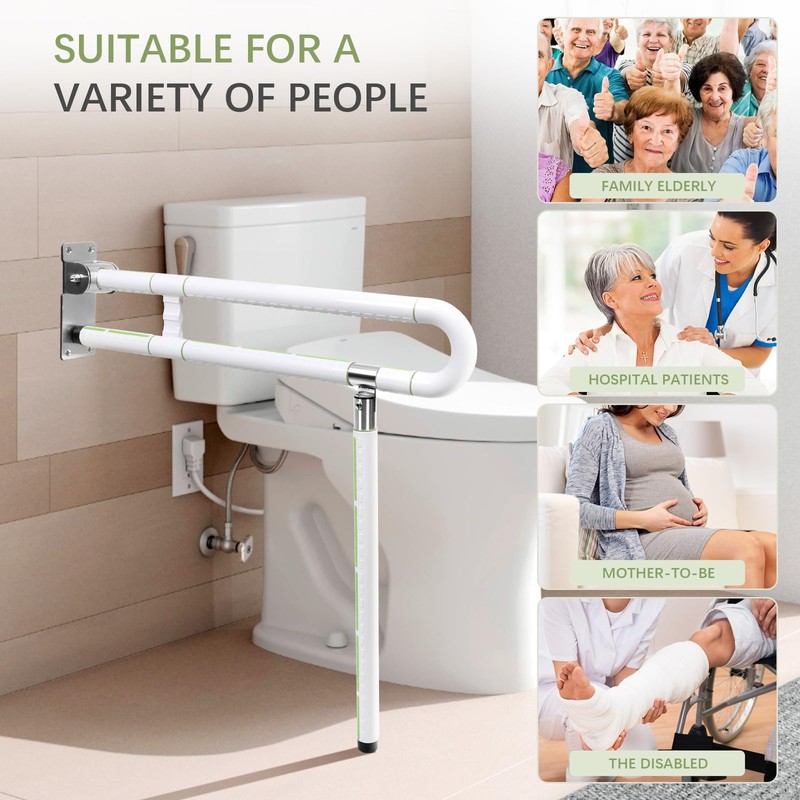 29.5 Inch Toilet Grab Bar - CALEPTONG Foldable Toilet Safety