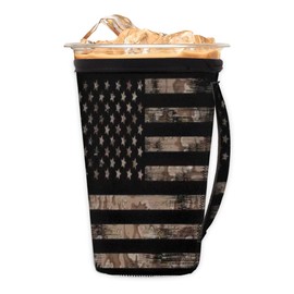 Camouflage American Flag Reusable Iced Coffee Cup Sleeve, USA Flag Insulator Sleeves with Handle for Cold Drinks Beverages Neoprene Cup Holder for 32oz Coffee cups