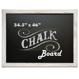 Loddie Doddie Magnetic Chalkboard, 46" x 34.5 White Rustic Frame, Erasable Large Chalkboard for Wall Decor & Kitchen, Hanging Black Chalkboard, Chalkboard Framed for Wall, Magnetic Blackboard for Wall